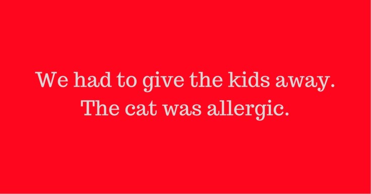 We had to give the kids away. The cat was allergic.